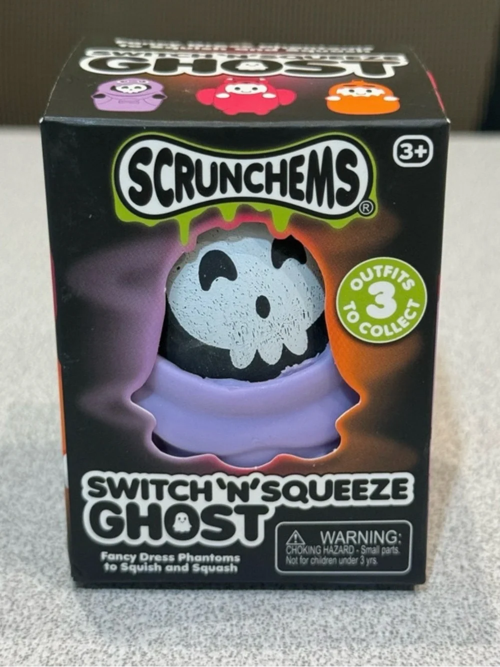 Scrunchems Switch 'N' Squeeze Ghost Squishy Fidget Sensory Toy Black Purple Hood